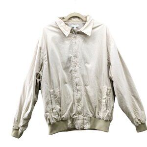 Topshop Oversized Cotton Bomber Jacket Womens 8-10 (M) Beige Collared Chore